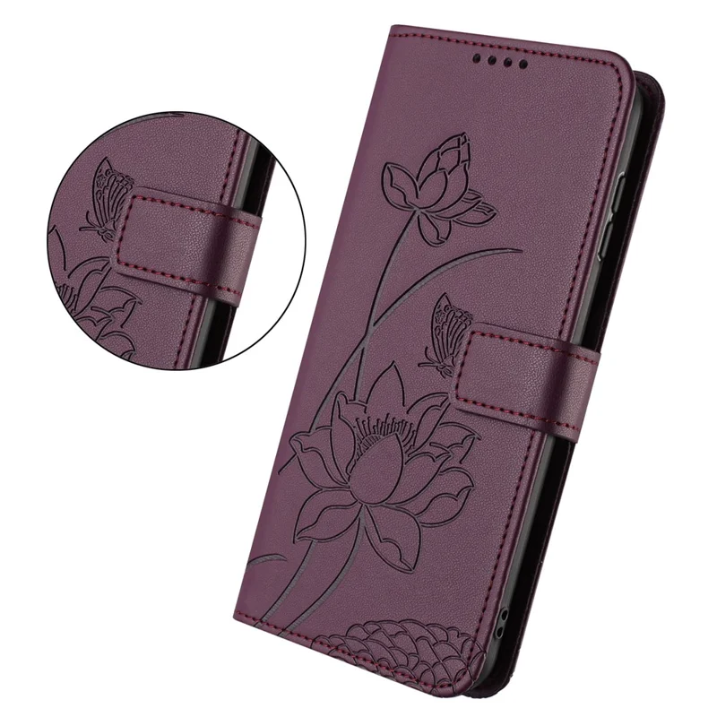 Bulk Purchasing for Xiaomi 15T Wallet Case Lotus Embossed Leather Flip Cover with Wrist Strap - Wine Red