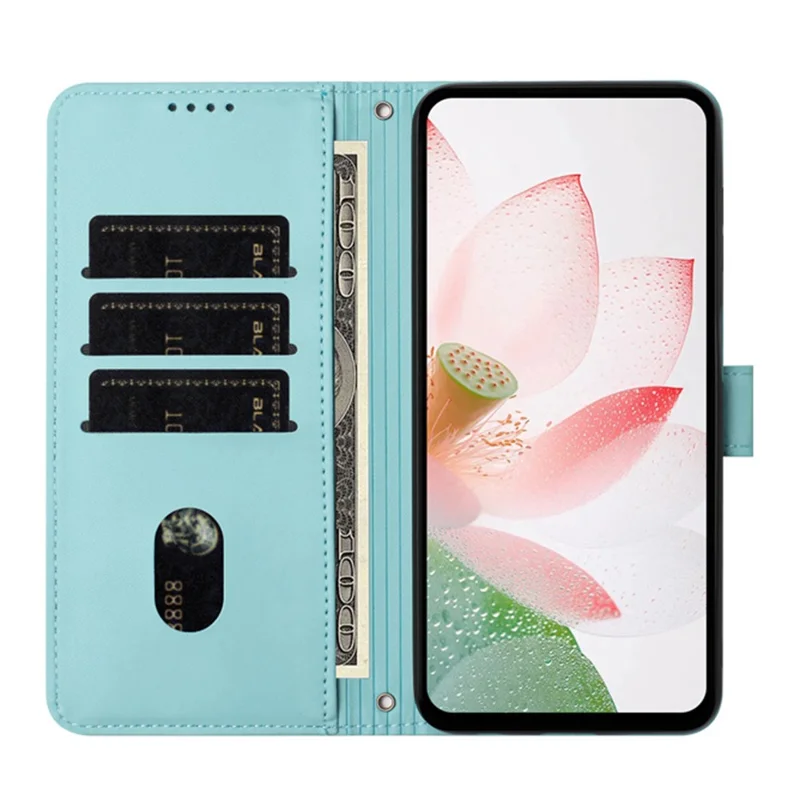 Bulk Purchasing for iPhone Air Wallet Case Lotus Embossed Leather Flip Cover with Wrist Strap - Green