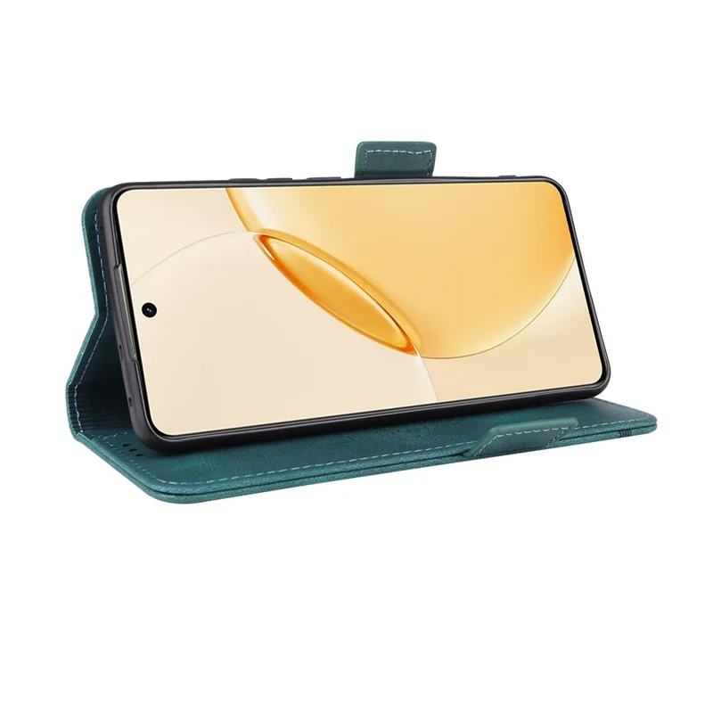 Etui na Realme 16 Pro+ 5G, skórzane etui-wallet z zamkiem błyskawicznym i dekoracją metalową - Niebieskie