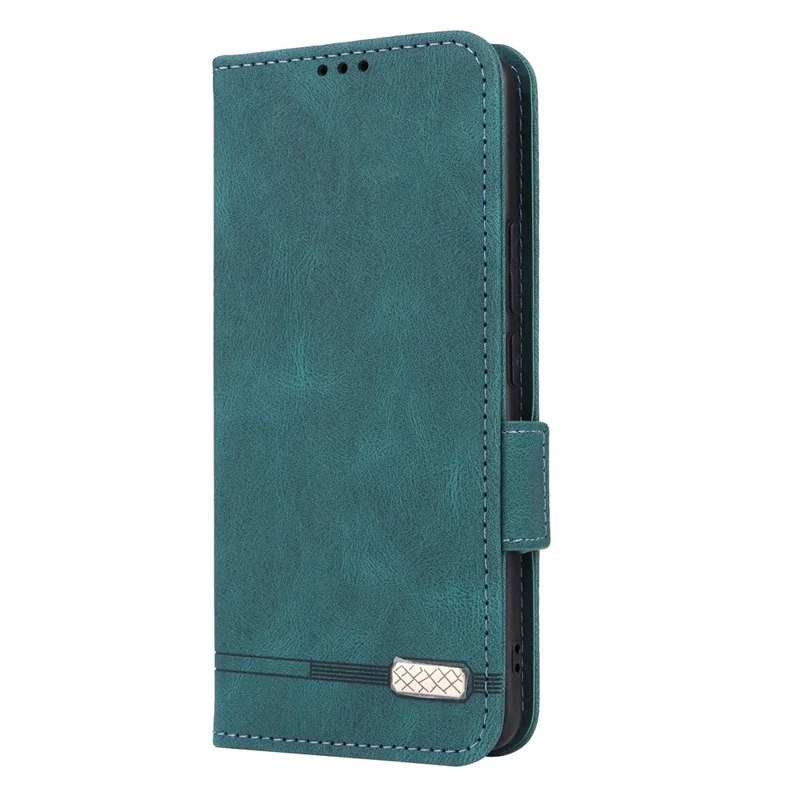 Etui na Realme 16 Pro+ 5G, skórzane etui-wallet z zamkiem błyskawicznym i dekoracją metalową - Niebieskie