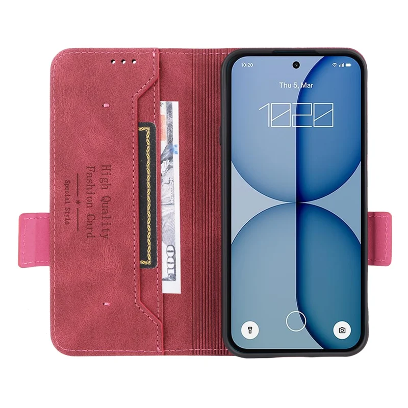 Funda tipo libro de cuero para Nothing Phone (4a) con decoración de hardware - Rosa
