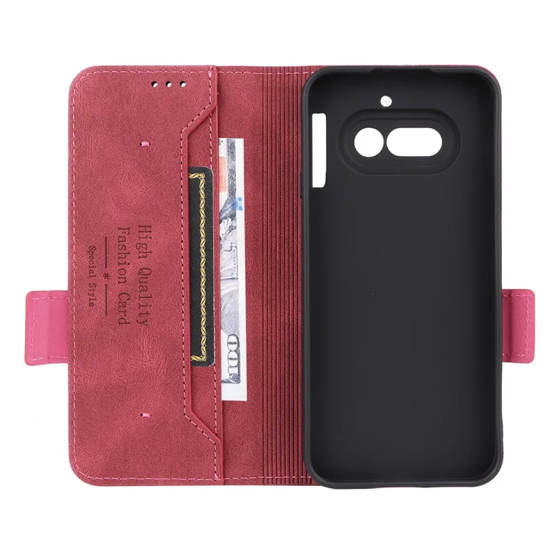Funda tipo libro de cuero para Nothing Phone (4a) con decoración de hardware - Rosa
