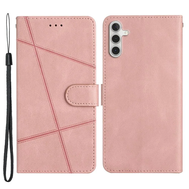 For Samsung Galaxy A04s 4G (164.7 x 76.7 x 9.1 mm) Protective Phone Case Crazy Horse Texture PU Leather Cover Anti-Drop Wallet Stand Case with Strap - Rose Gold