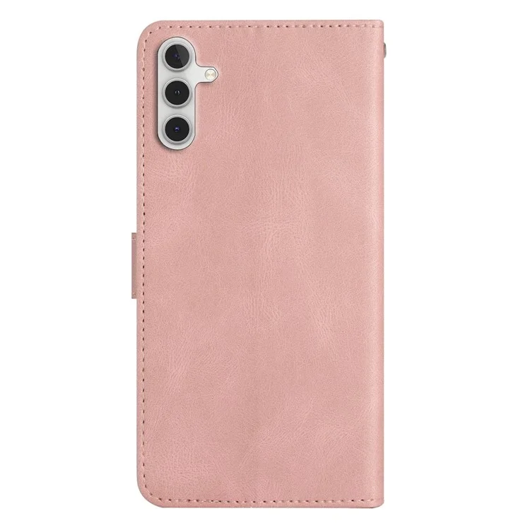 For Samsung Galaxy A04s 4G (164.7 x 76.7 x 9.1 mm) Protective Phone Case Crazy Horse Texture PU Leather Cover Anti-Drop Wallet Stand Case with Strap - Rose Gold