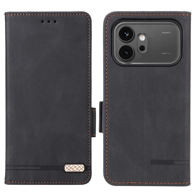 Voor Honor 600 5G / 600 Pro 5G Hoesje Leer Portemonnee Flip Telefoonhoes met Hardware Decor - Zwart