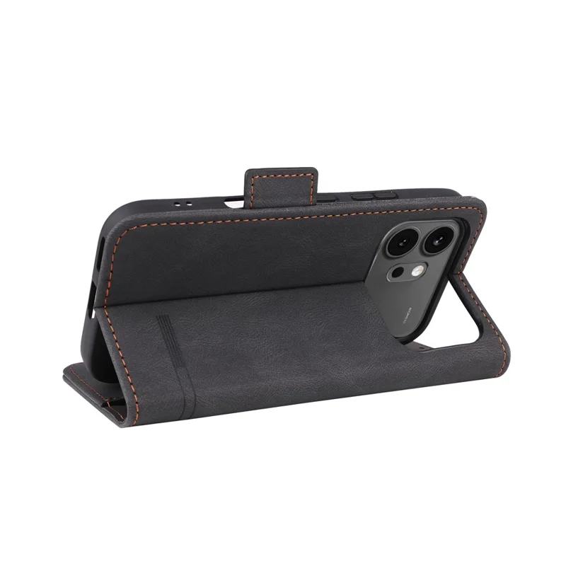 Voor Honor 600 5G / 600 Pro 5G Hoesje Leer Portemonnee Flip Telefoonhoes met Hardware Decor - Zwart