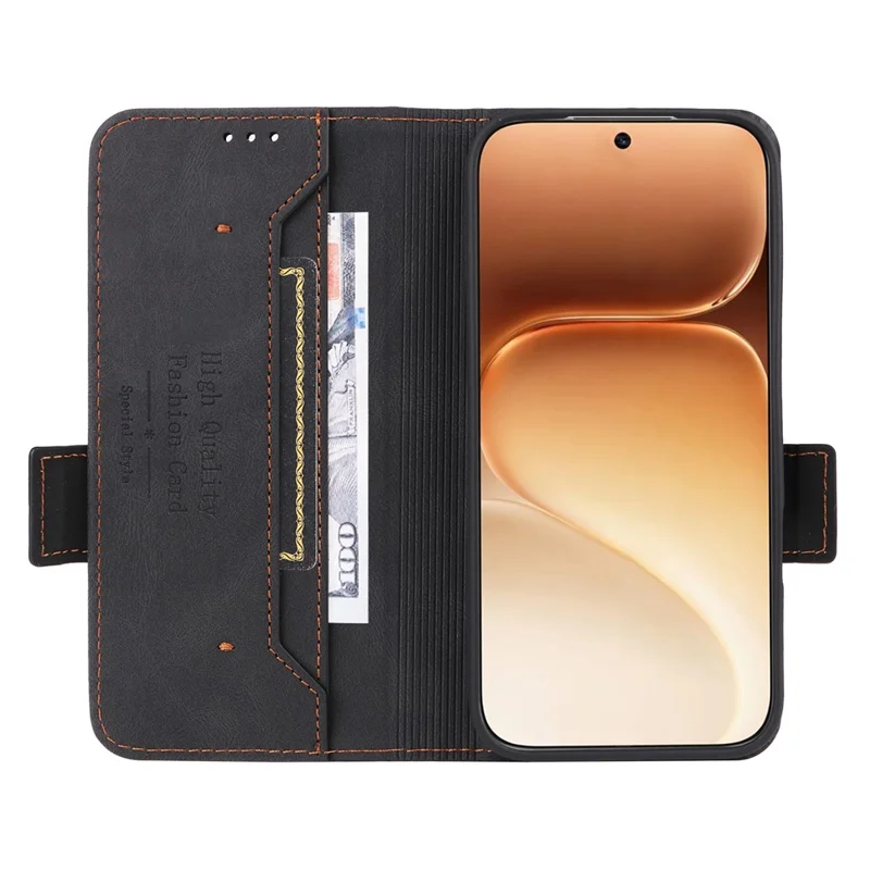 Voor Honor 600 5G / 600 Pro 5G Hoesje Leer Portemonnee Flip Telefoonhoes met Hardware Decor - Zwart