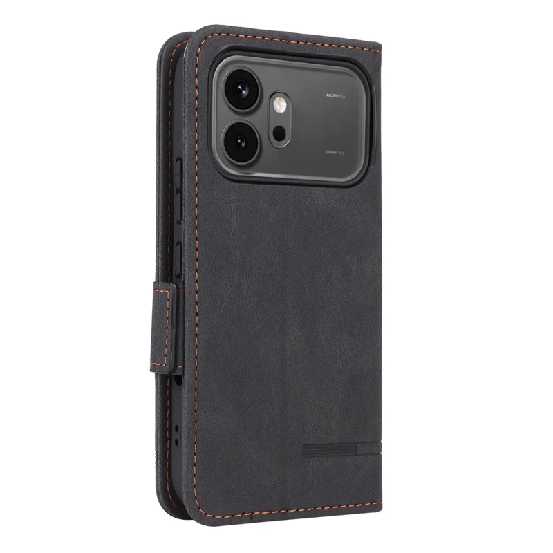Voor Honor 600 5G / 600 Pro 5G Hoesje Leer Portemonnee Flip Telefoonhoes met Hardware Decor - Zwart