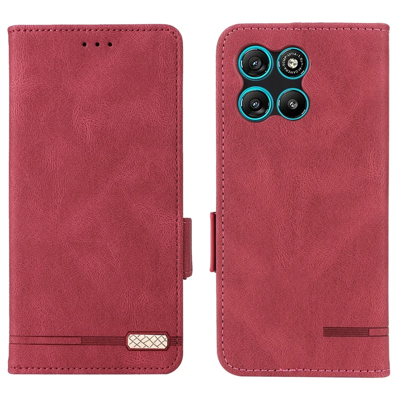 For Motorola Moto G67 Power 5G Case Leather Wallet Flip Phone Cover with Hardware Decor - Rose