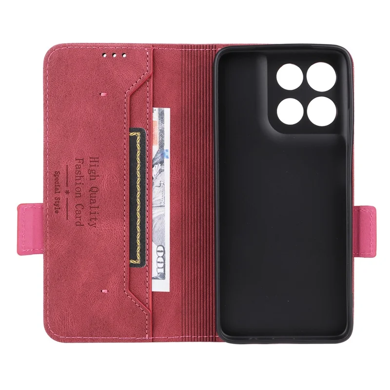 For Motorola Moto G67 Power 5G Case Leather Wallet Flip Phone Cover with Hardware Decor - Rose