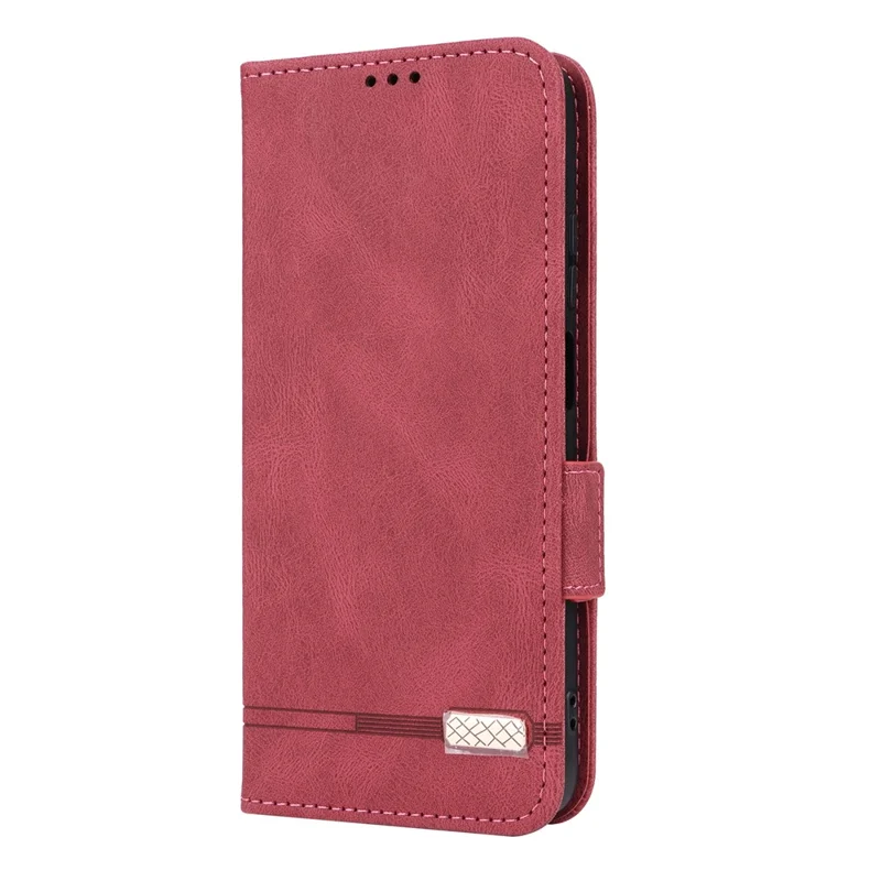 For Motorola Moto G67 Power 5G Case Leather Wallet Flip Phone Cover with Hardware Decor - Rose