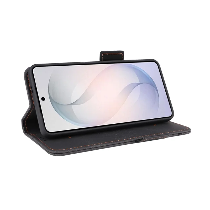 For Samsung Galaxy S26+ Case Leather Wallet Flip Phone Cover with Hardware Decor - Black