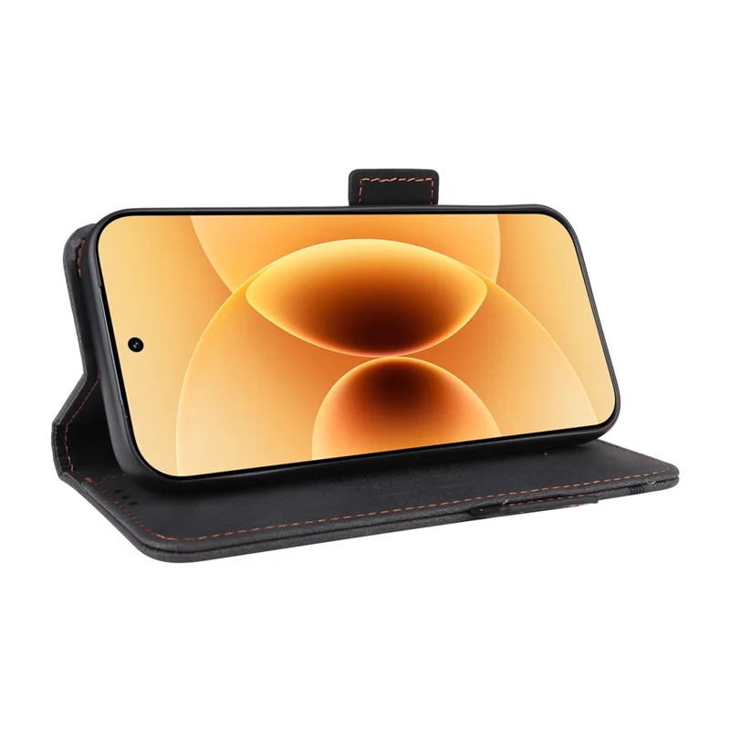 Cover per Xiaomi 17 in Pelle con Portafoglio a Libro e Decorazione in Metallo - Nero