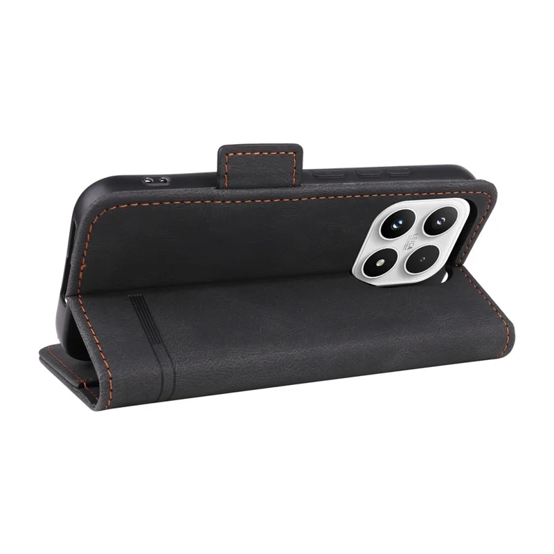 Cover per Xiaomi 17 in Pelle con Portafoglio a Libro e Decorazione in Metallo - Nero