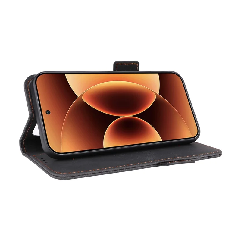 For Xiaomi 17 Pro Max Case Leather Wallet Flip Phone Cover with Hardware Decor - Black