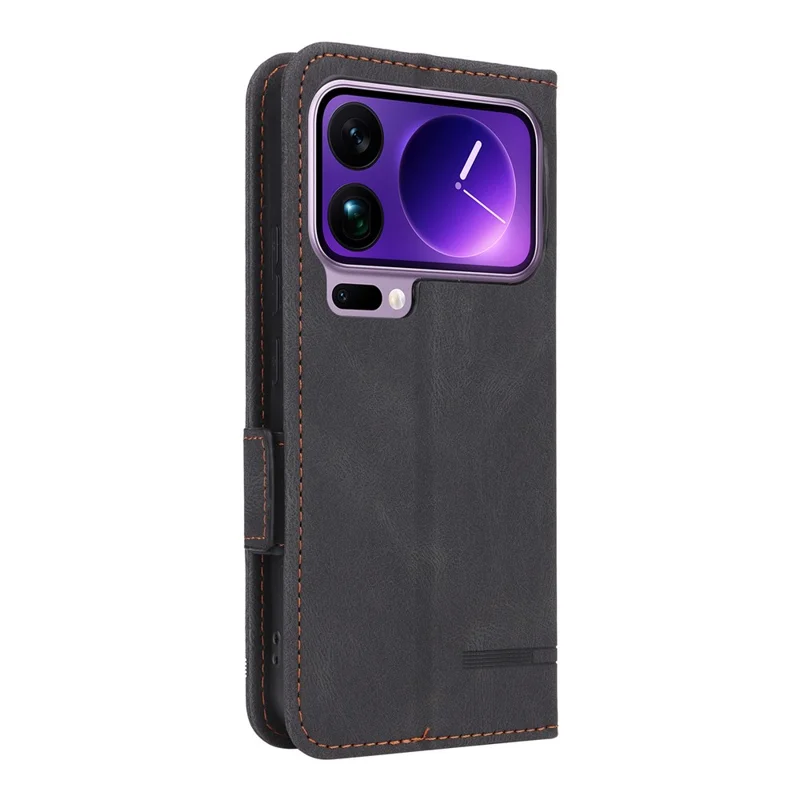 For Xiaomi 17 Pro Max Case Leather Wallet Flip Phone Cover with Hardware Decor - Black