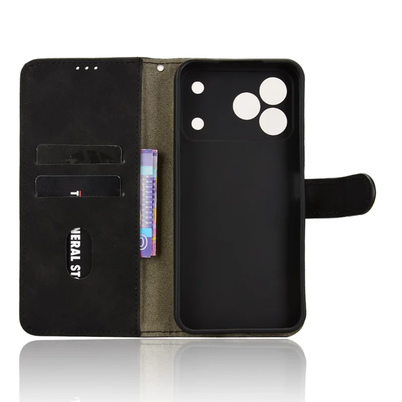 For TECNO Spark 50 4G Leather Case Skin Feel Anti Drop Wallet Stand Flip Phone Cover - Black