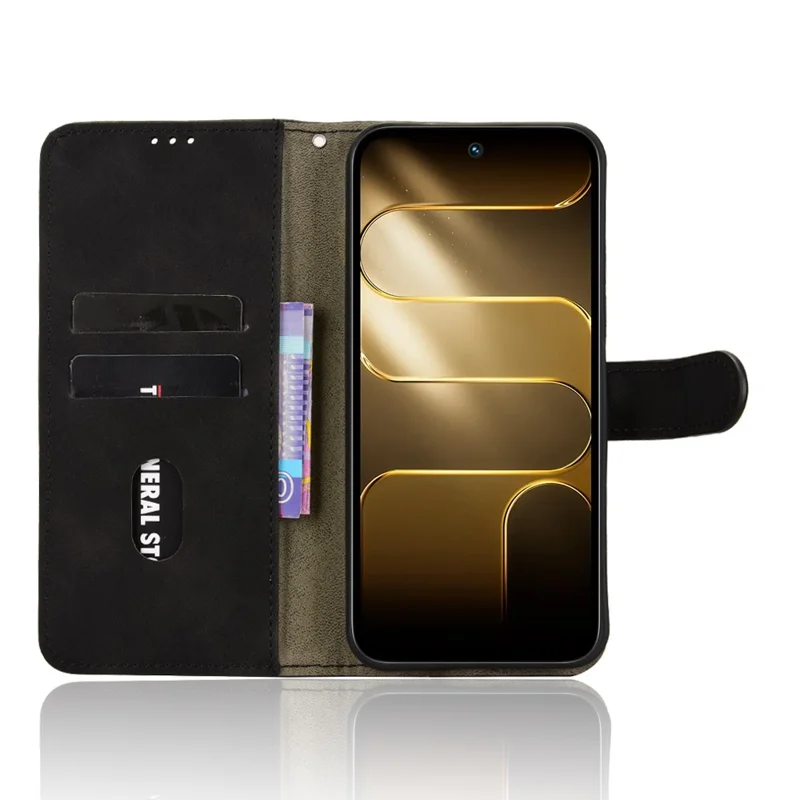 For TECNO Spark 50 4G Leather Case Skin Feel Anti Drop Wallet Stand Flip Phone Cover - Black