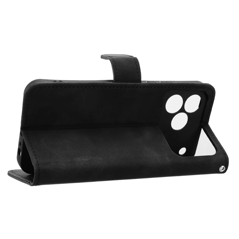For TECNO Spark 50 4G Leather Case Skin Feel Anti Drop Wallet Stand Flip Phone Cover - Black