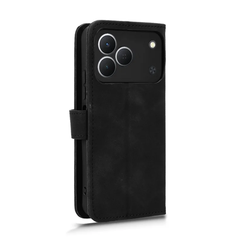 For TECNO Spark 50 4G Leather Case Skin Feel Anti Drop Wallet Stand Flip Phone Cover - Black