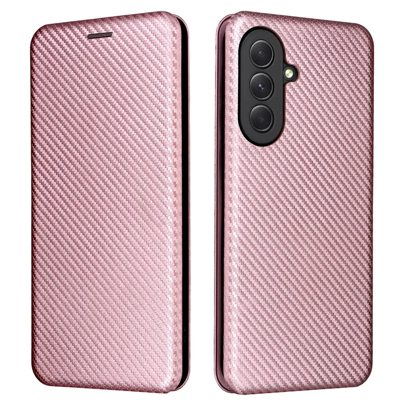 For Samsung Galaxy A27 Phone Case Carbon Fiber Texture Drop-Proof PU Leather Phone Cover - Rose Gold
