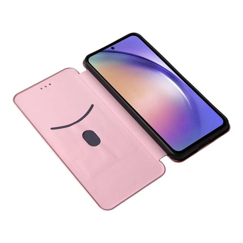 For Samsung Galaxy A27 Phone Case Carbon Fiber Texture Drop-Proof PU Leather Phone Cover - Rose Gold