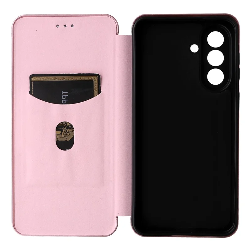 For Samsung Galaxy A27 Phone Case Carbon Fiber Texture Drop-Proof PU Leather Phone Cover - Rose Gold