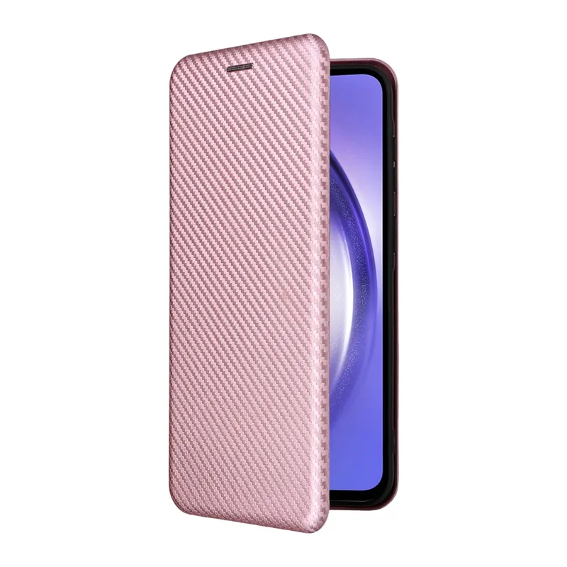 For Samsung Galaxy A27 Phone Case Carbon Fiber Texture Drop-Proof PU Leather Phone Cover - Rose Gold