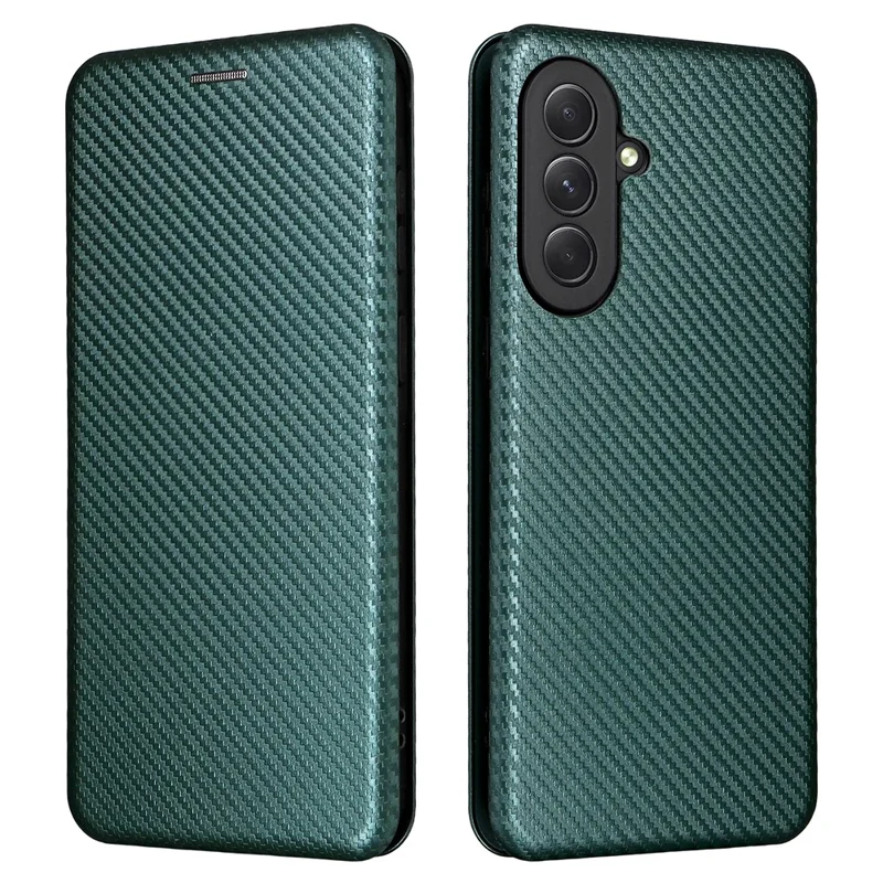 For Samsung Galaxy A37 5G Phone Case Carbon Fiber Texture Drop-Proof PU Leather Phone Cover - Green