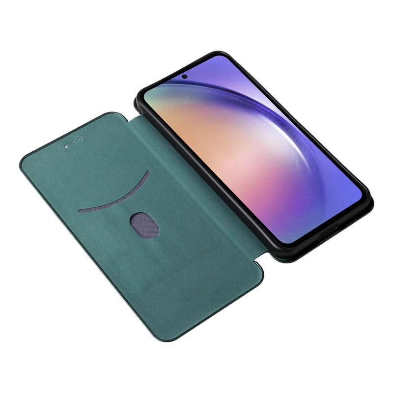 For Samsung Galaxy A37 5G Phone Case Carbon Fiber Texture Drop-Proof PU Leather Phone Cover - Green