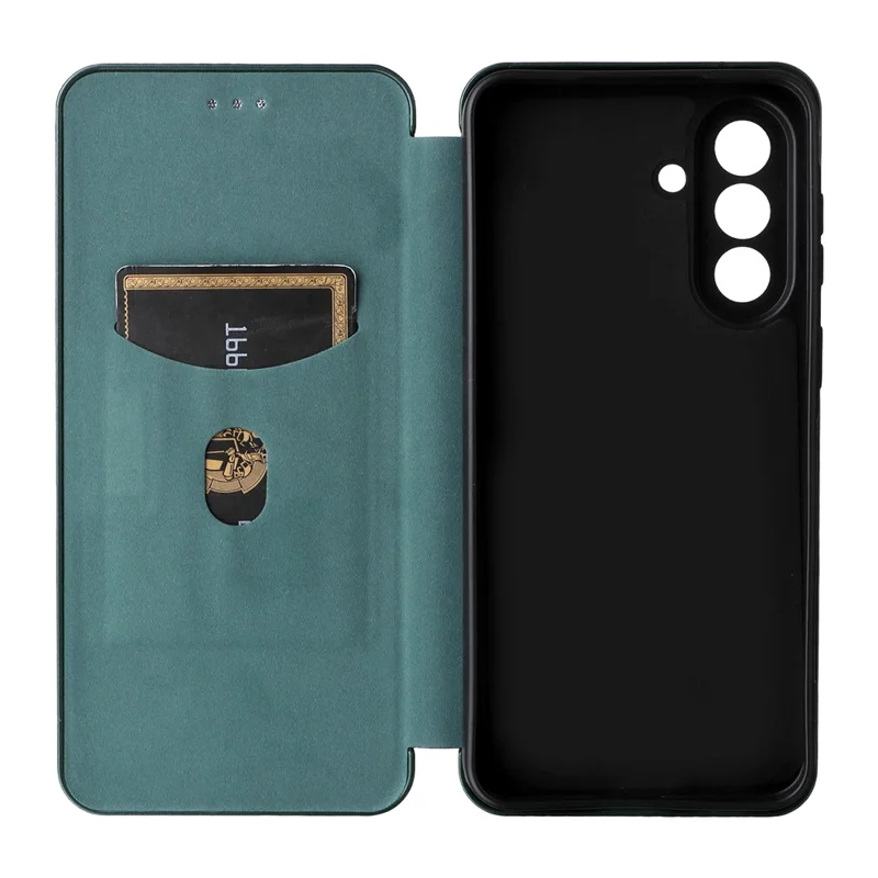 For Samsung Galaxy A37 5G Phone Case Carbon Fiber Texture Drop-Proof PU Leather Phone Cover - Green
