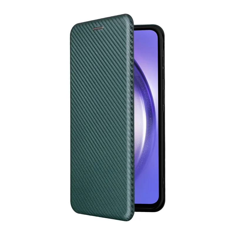 For Samsung Galaxy A37 5G Phone Case Carbon Fiber Texture Drop-Proof PU Leather Phone Cover - Green