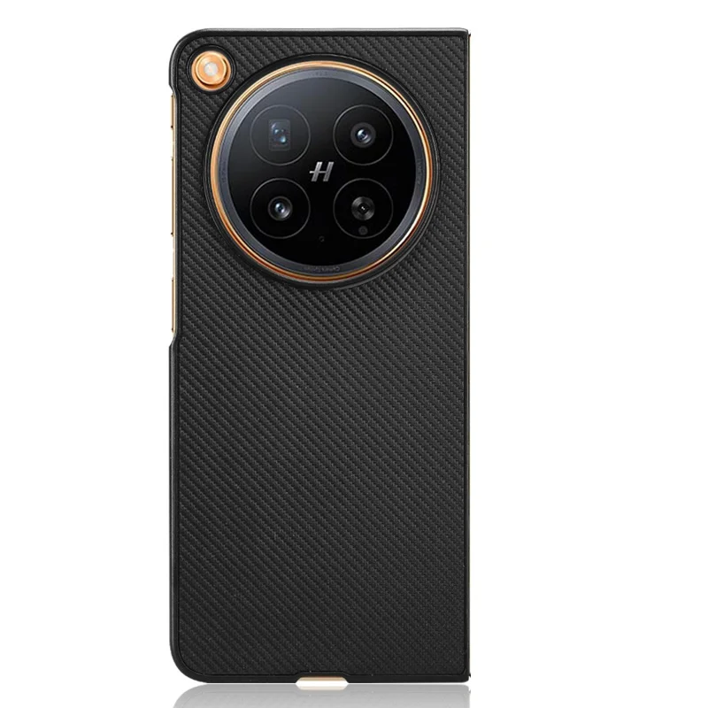 For Oppo Find N6 5G Fold Case Carbon Fiber Texture Shockproof PU + PC Phone Cover - Black