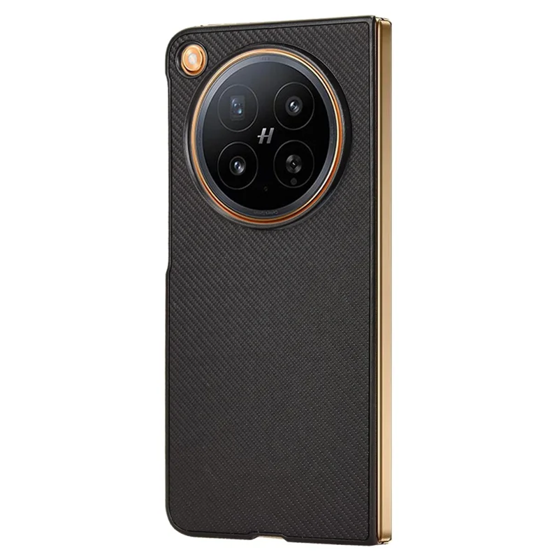 For Oppo Find N6 5G Fold Case Carbon Fiber Texture Shockproof PU + PC Phone Cover - Black