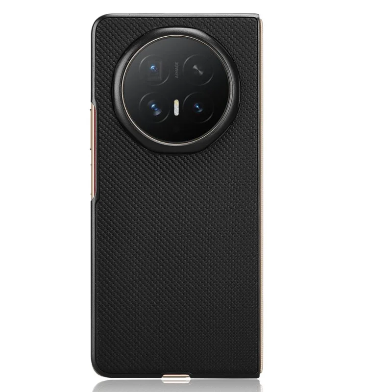 For Honor Magic V6 5G Case Carbon Fiber Texture Shockproof PU + PC Phone Cover - Black