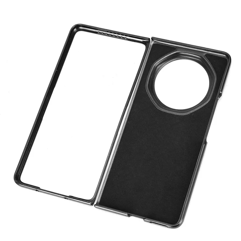 For Honor Magic V6 5G Case Carbon Fiber Texture Shockproof PU + PC Phone Cover - Black