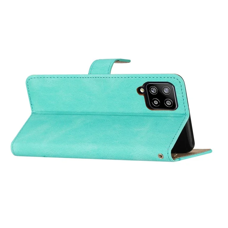 Custodia Telefonica Anti-drop Per Samsung Galaxy M32 (versione Globale) 4G Crazy Horse Texture PU Copertura Perchietto Copertura Succhio / in Piedi - Verde