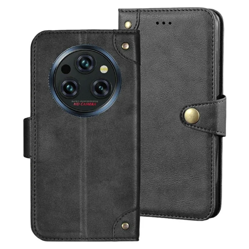 For Oukitel WP62 Case Magnetic Buckle Wallet Stand Business Leather Flip Phone Cover - Black