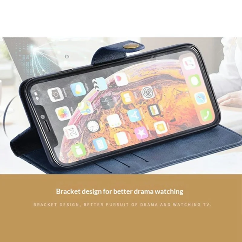 For Oukitel WP62 Case Magnetic Buckle Wallet Stand Business Leather Flip Phone Cover - Black
