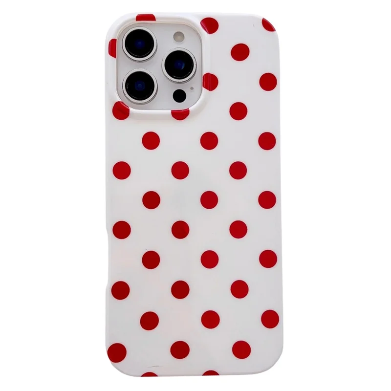 Funda para iPhone 16 Pro, funda protectora blanca con diseño retro de lunares IMD de TPU de cobertura total