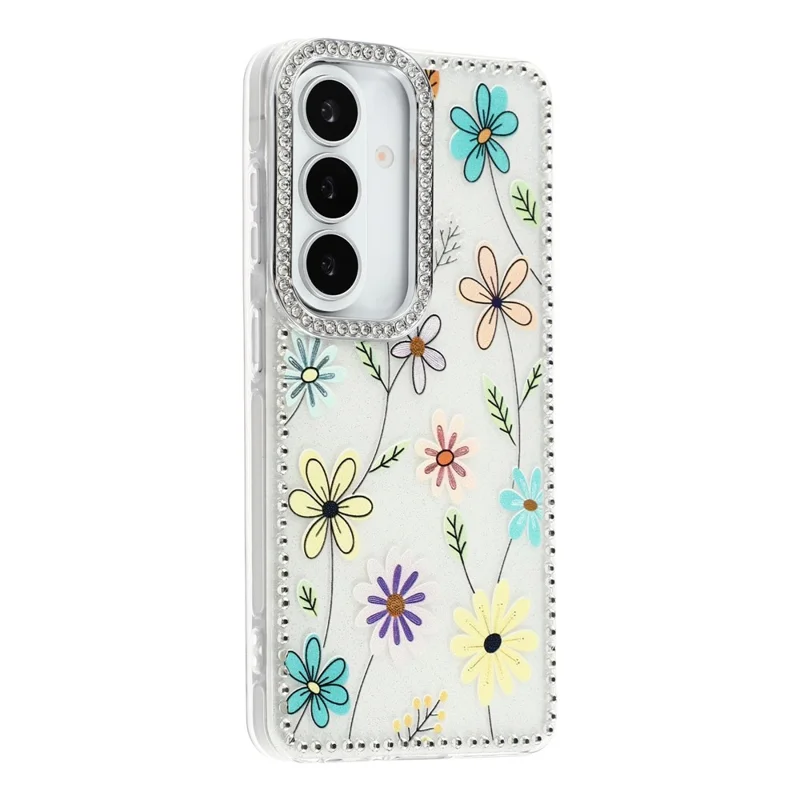 For Samsung Galaxy S26 Case Rhinestone Edge Flower TPU + PC IMD Phone Cover - F3