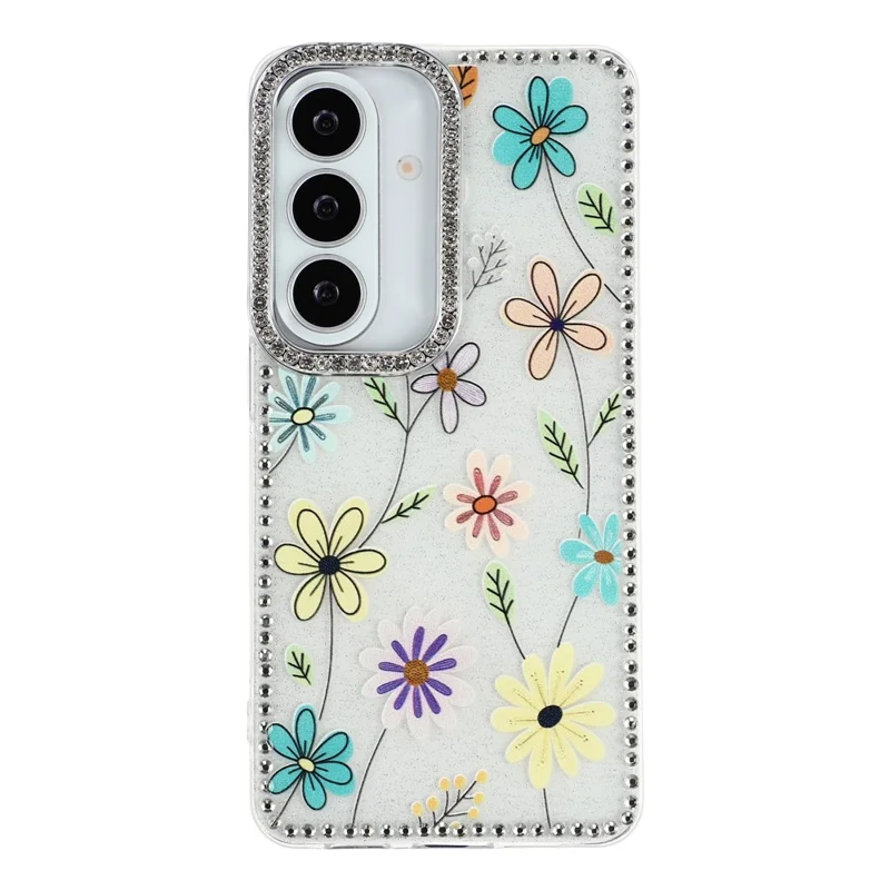For Samsung Galaxy S26 Case Rhinestone Edge Flower TPU + PC IMD Phone Cover - F3
