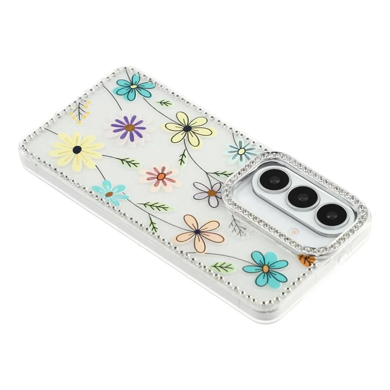 For Samsung Galaxy S26 Case Rhinestone Edge Flower TPU + PC IMD Phone Cover - F3