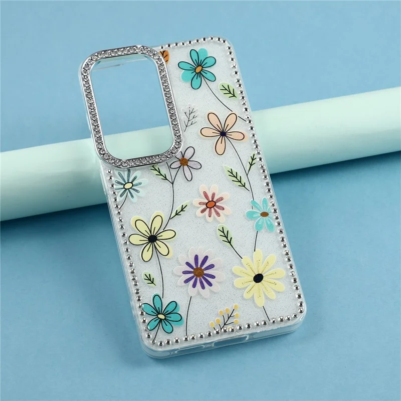 For Samsung Galaxy S26 Case Rhinestone Edge Flower TPU + PC IMD Phone Cover - F3