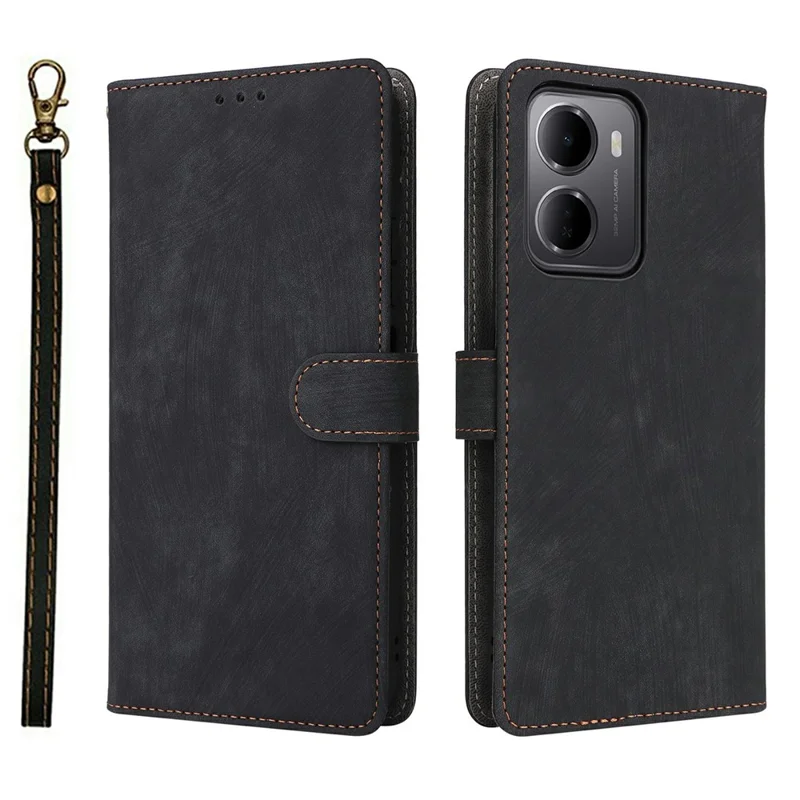 For Xiaomi Redmi 15a 5G  /  R70 5G  /  R70m 5G Case Wallet RFID Blocking PU Leather Phone Cover Stand with Strap - Black