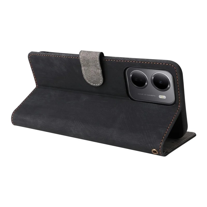 For Xiaomi Redmi 15a 5G  /  R70 5G  /  R70m 5G Case Wallet RFID Blocking PU Leather Phone Cover Stand with Strap - Black