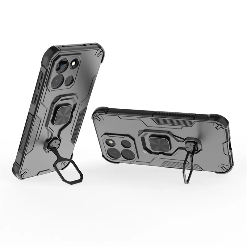 Für OnePlus Turbo 6 5G Hülle Drehbarer Ringständer PC + TPU Stoßfeste Handyhülle - Schwarz