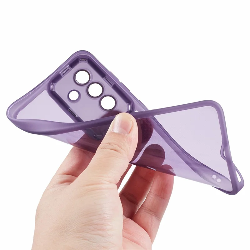 For Samsung Galaxy A27 Case Electroplated Camera Frame TPU Phone Cover - Transparent Purple