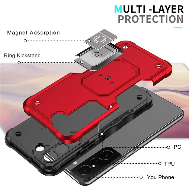 Pour Samsung Galaxy S23 Plus Hing Holder Kickstand Anti-drop Phone Case Hard PC Soft TPU Protective Cover - Menthe Verte