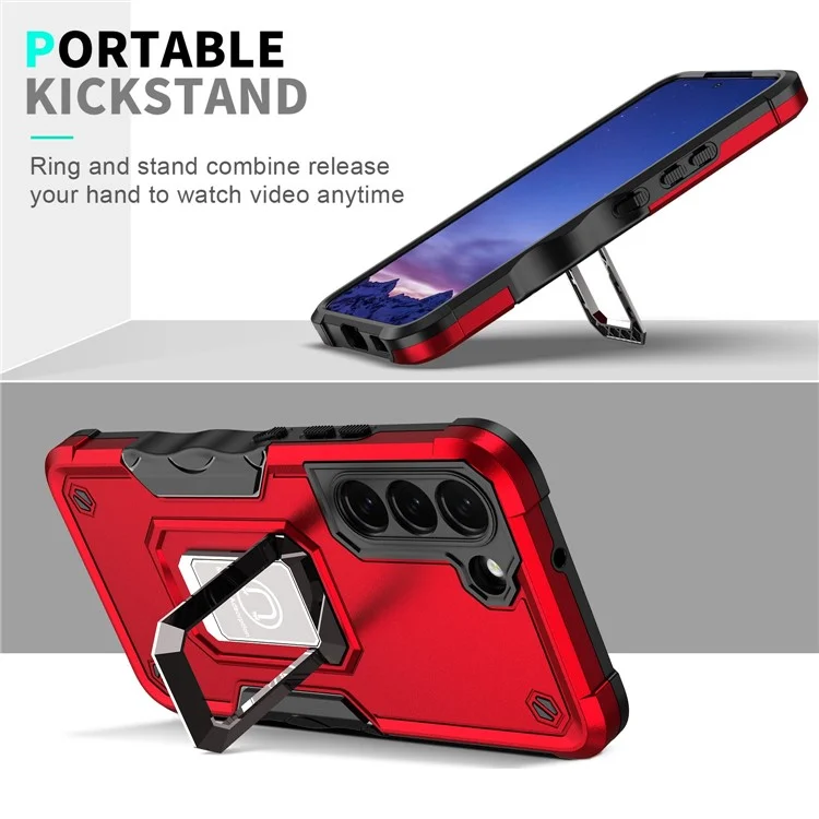 Pour Samsung Galaxy S23 Plus Hing Holder Kickstand Anti-drop Phone Case Hard PC Soft TPU Protective Cover - Menthe Verte